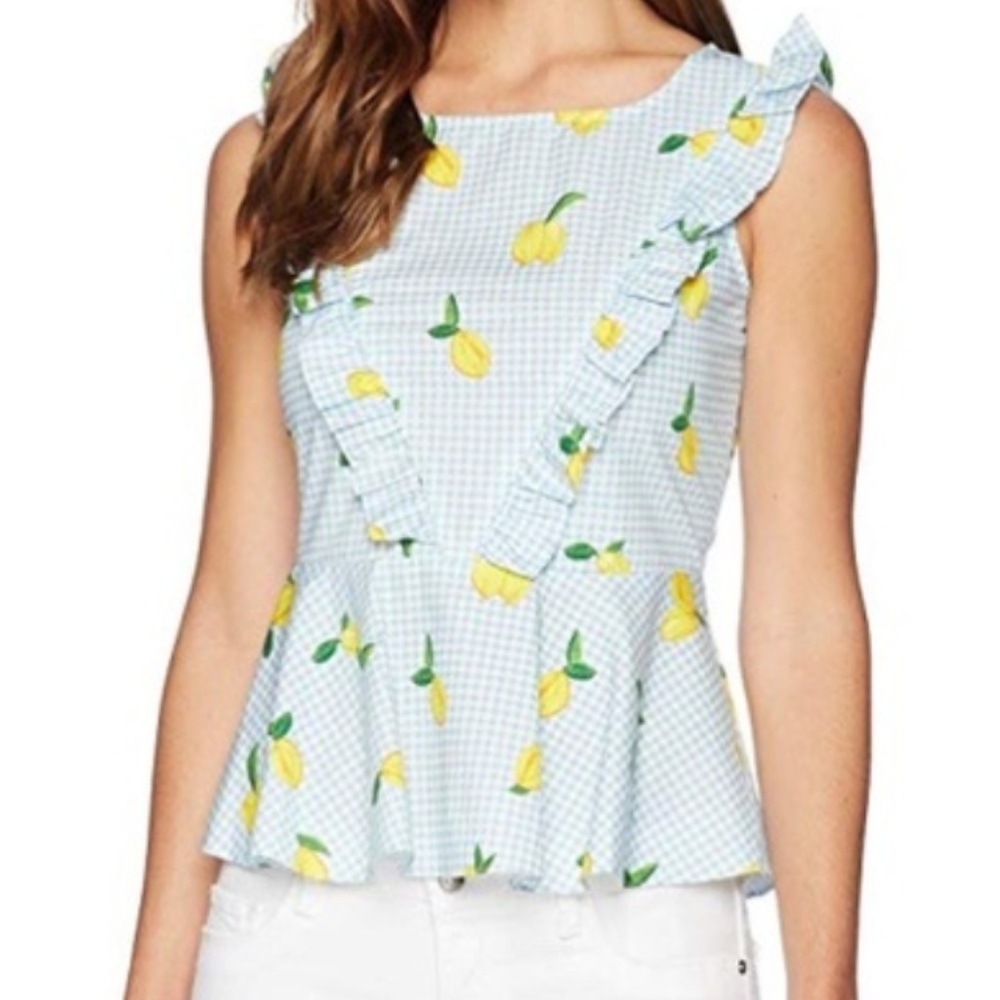 Romeo and Juliet Lemon Gingham Ruffle Peplum Top